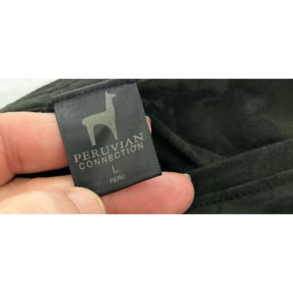 PERUVIAN CONNECTION Tunic Boatneck Hunter Green Floral All Over Large - Picture 5 of 7